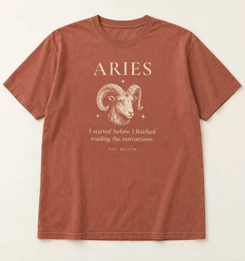 Aries shirt design concept: I started before I finished reading the instructions.